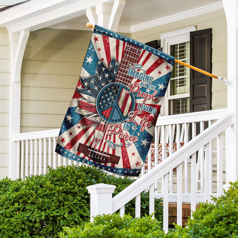 Hippie Peace Flag: Imagine All People Living in Peace (TRN246F) - Image 3