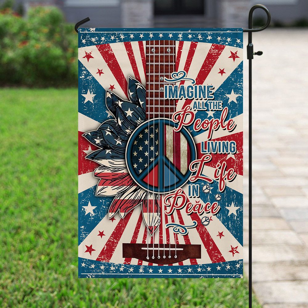 Hippie Peace Flag: Imagine All People Living in Peace (TRN246F) - Image 6