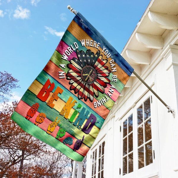 Be Kind ASL Hippie Flag: Sign Language Peace Symbol - Image 2