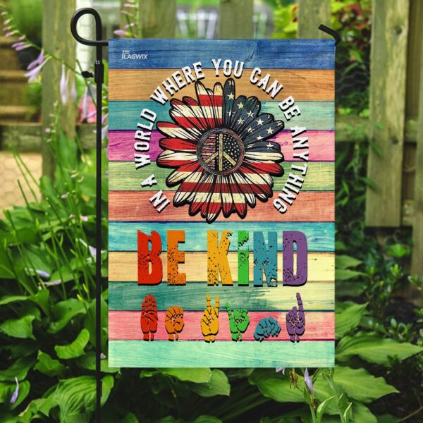 Be Kind ASL Hippie Flag: Sign Language Peace Symbol - Image 7