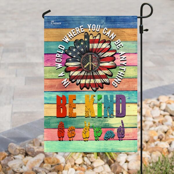 Be Kind ASL Hippie Flag: Sign Language Peace Symbol - Image 8