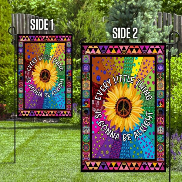 Hippie Sunflower. Every Little Thing Gonna Be Alright Flag - Image 10