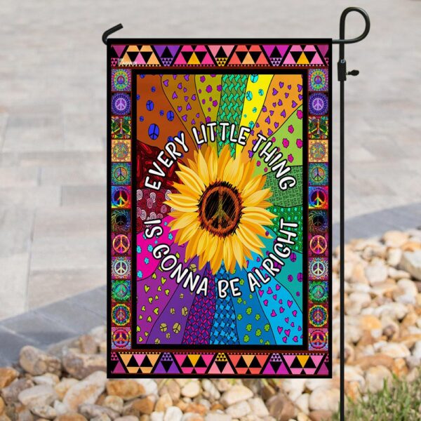 Hippie Sunflower. Every Little Thing Gonna Be Alright Flag - Image 8
