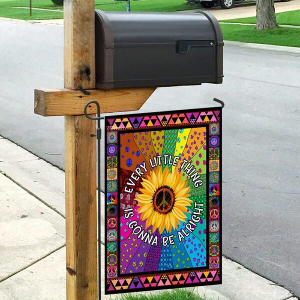 Hippie Sunflower. Every Little Thing Gonna Be Alright Flag - Image 9
