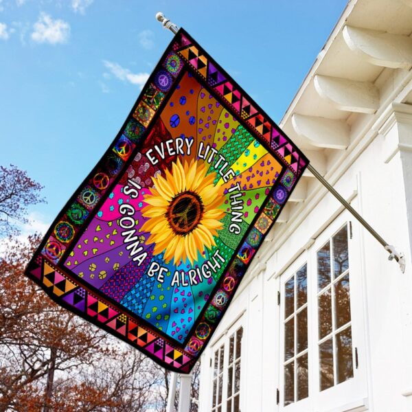 Hippie Sunflower. Every Little Thing Gonna Be Alright Flag - Image 2