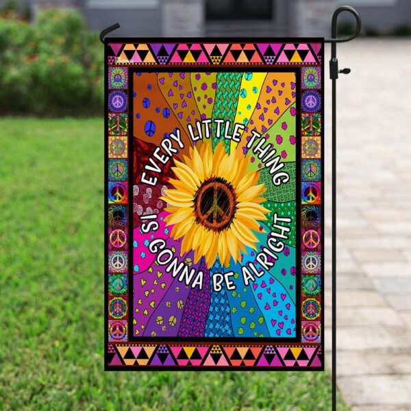 Hippie Sunflower. Every Little Thing Gonna Be Alright Flag - Image 6