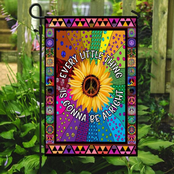 Hippie Sunflower. Every Little Thing Gonna Be Alright Flag - Image 7