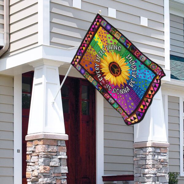 Hippie Sunflower. Every Little Thing Gonna Be Alright Flag - Image 4