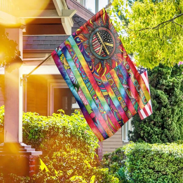 Hippie Sunflower. Peace Sign Flag THH2387F