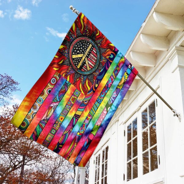 Hippie Sunflower. Peace Sign Flag THH2387F - Image 3