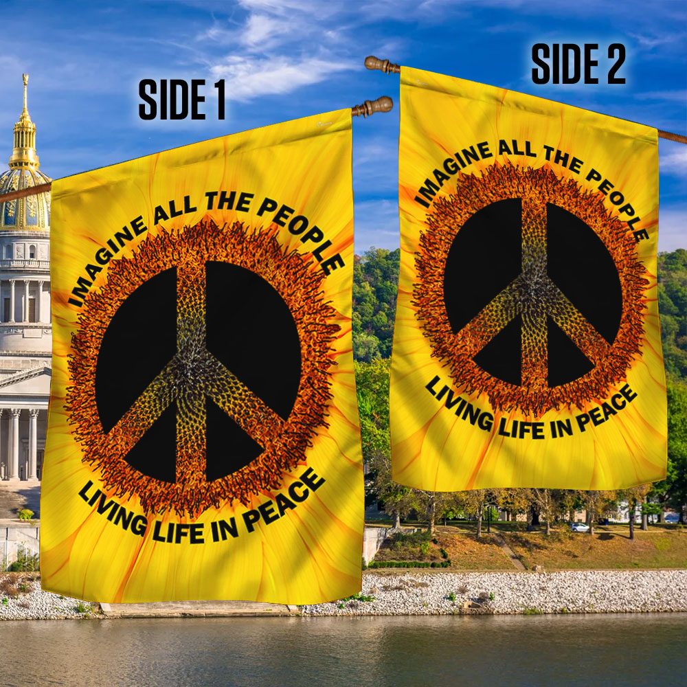 Hippie Sunflower Peace Flag: Imagine All People Living in Peace - Image 3