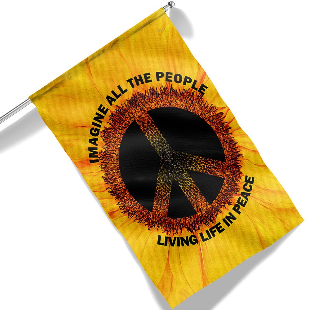 Hippie Sunflower Peace Flag: Imagine All People Living in Peace - Image 7