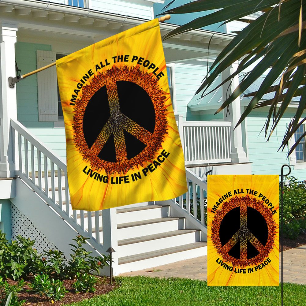 Hippie Sunflower Peace Flag: Imagine All People Living in Peace - Image 4