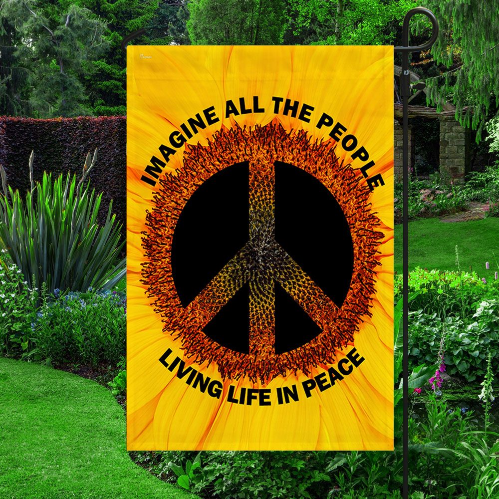 Hippie Sunflower Peace Flag: Imagine All People Living in Peace - Image 2