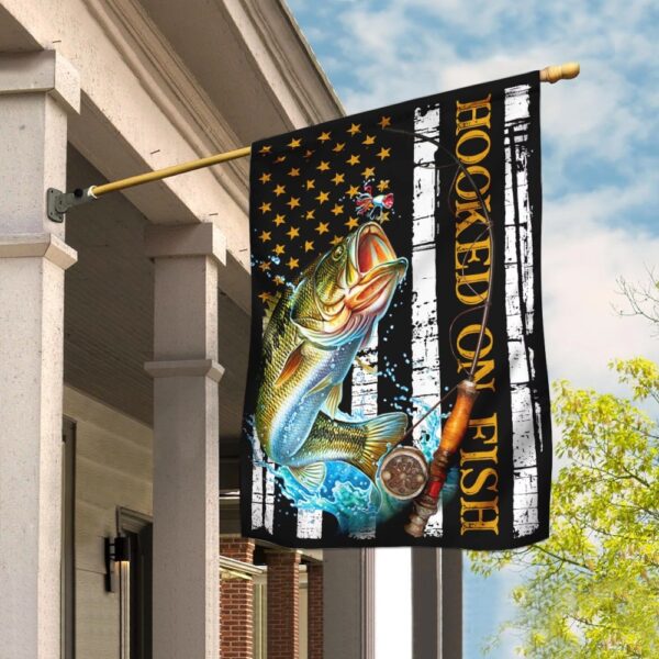 Hooked On Fish Flag: QNN16F - Nautical Outdoor Decor