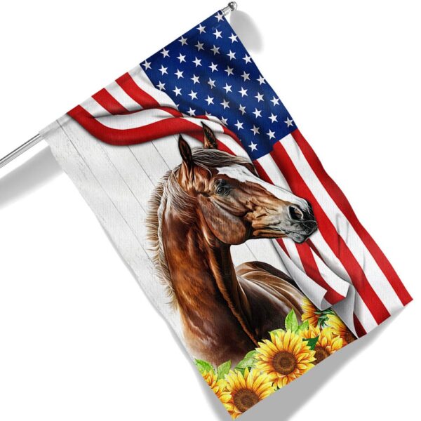 Patriotic Horse Flower American Flag T-Shirt (TQN1172F) - Image 6