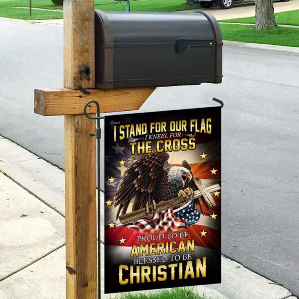 I Stand For Our Flag I Kneel For The Cross. American Eagle Christian Cross Flag THB2202F - Image 9