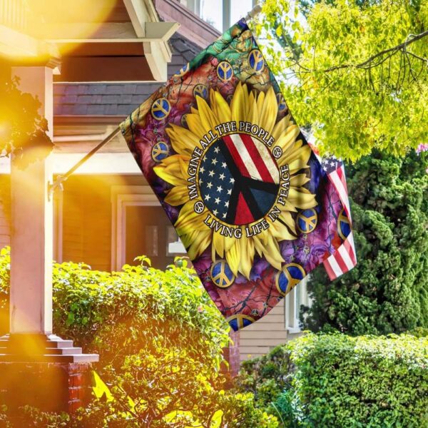 American Sunflower Peace Flag: Imagine All The People - Image 2