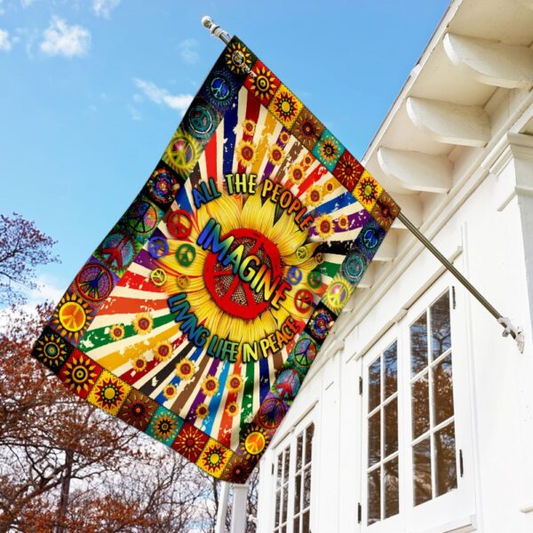 Hippie Sunflower Peace Flag: Imagine All The People (DDH1826F) - Image 2