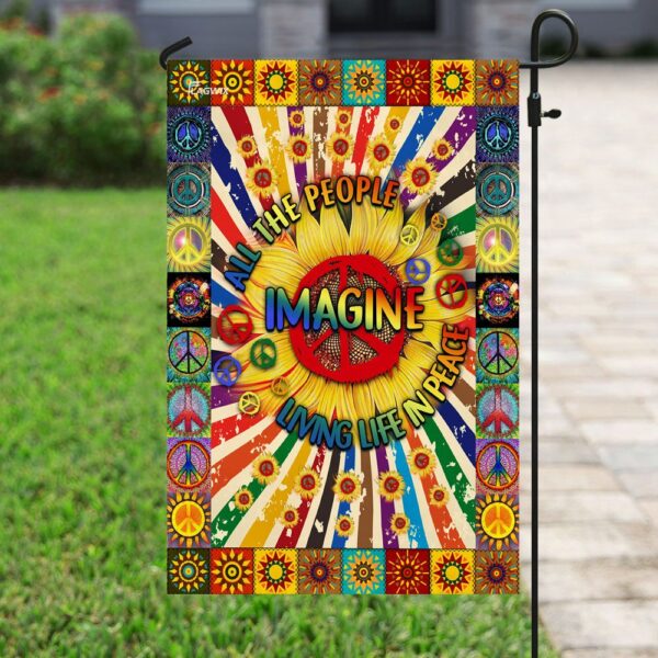 Hippie Sunflower Peace Flag: Imagine All The People (DDH1826F) - Image 6