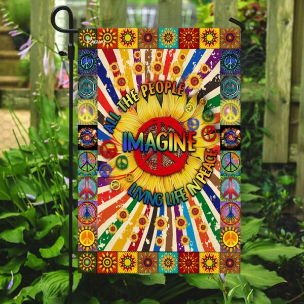 Hippie Sunflower Peace Flag: Imagine All The People (DDH1826F) - Image 7