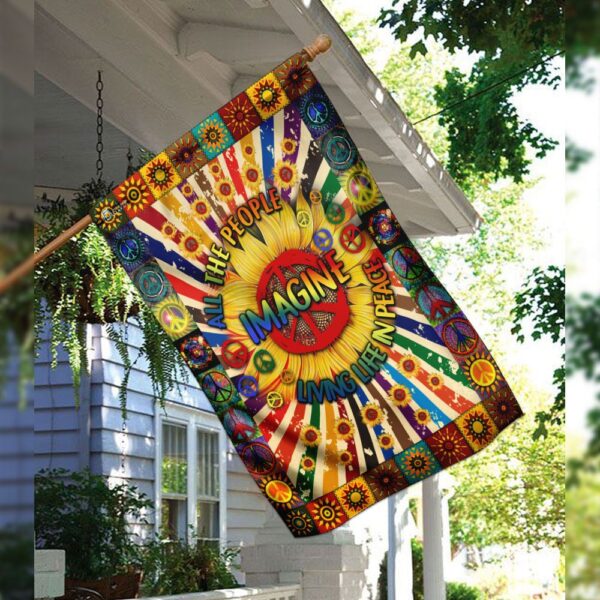 Hippie Sunflower Peace Flag: Imagine All The People (DDH1826F) - Image 3