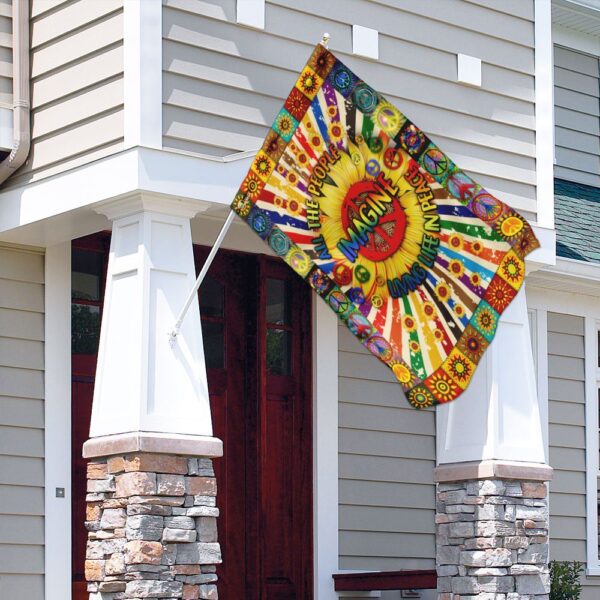 Hippie Sunflower Peace Flag: Imagine All The People (DDH1826F) - Image 4
