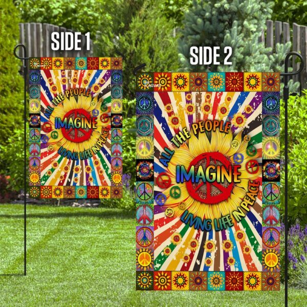 Hippie Sunflower Peace Flag: Imagine All The People (DDH1826F) - Image 10