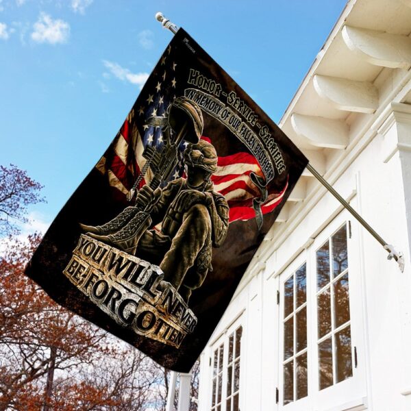 Never Forgotten: American Flag Memorial for Fallen Veterans - Image 2