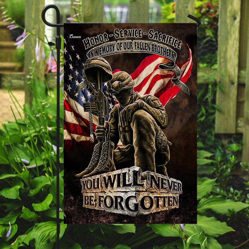 Never Forgotten: American Flag Memorial for Fallen Veterans - Image 7