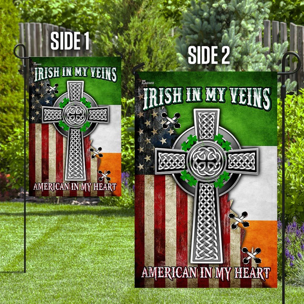 Irish In My Veins, American In My Heart. Celtic Knot Cross Flag THN2076F3 - Image 10