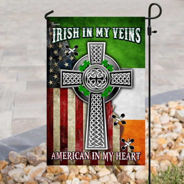 Irish In My Veins, American In My Heart. Celtic Knot Cross Flag THN2076F3 - Image 8