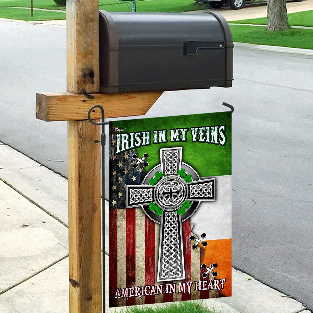 Irish In My Veins, American In My Heart. Celtic Knot Cross Flag THN2076F3 - Image 9
