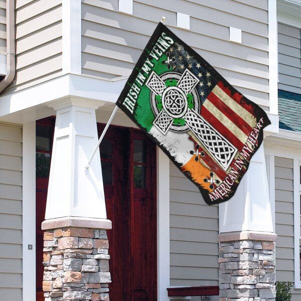 Irish In My Veins, American In My Heart. Celtic Knot Cross Flag THN2076F - Image 4