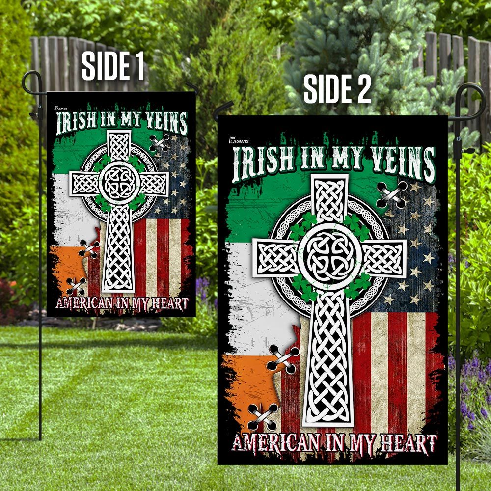 Irish In My Veins, American In My Heart. Celtic Knot Cross Flag THN2076F - Image 10