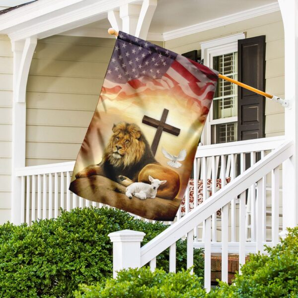 Jesus Lion Lamb Holy Spirit Flag: Christian Faith Banner - Image 2