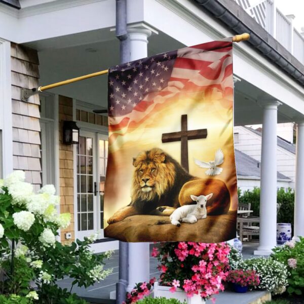 Jesus Lion Lamb Holy Spirit Flag: Christian Faith Banner