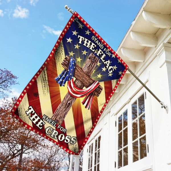Jesus Christian. Stand For The Flag Kneel For The Cross American US Flag - Image 2