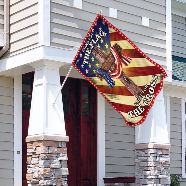 Jesus Christian. Stand For The Flag Kneel For The Cross American US Flag - Image 4