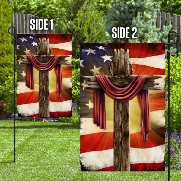 Jesus Christian Cross American Flag THB2185F - Image 10