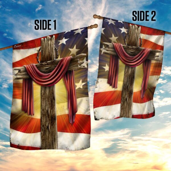 Jesus Christian Cross American Flag THB2185F - Image 5