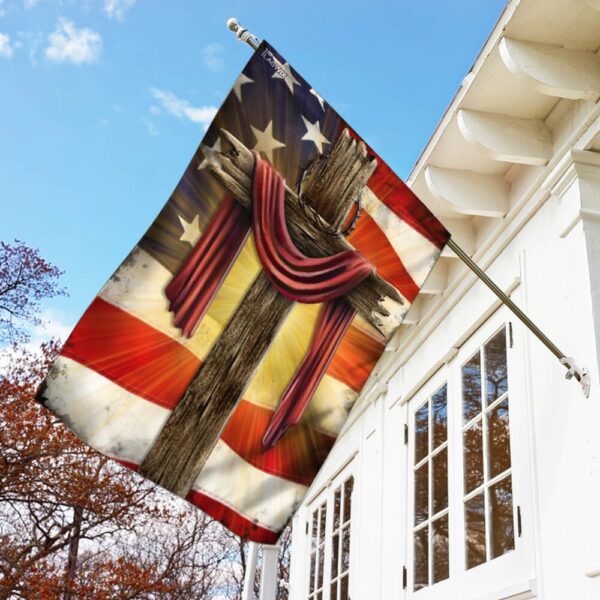 Jesus Christian Cross American Flag THB2185F - Image 2