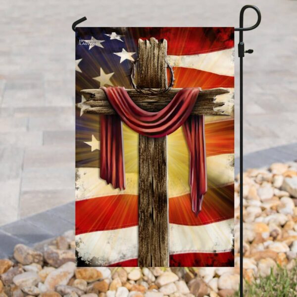 Jesus Christian Cross American Flag THB2185F - Image 8