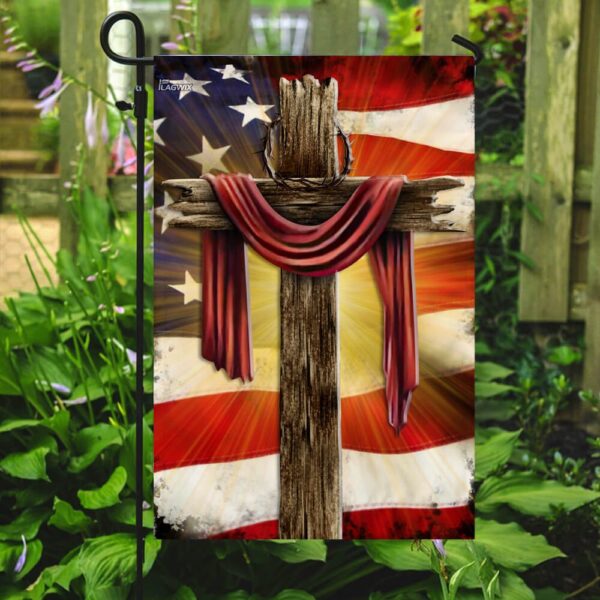 Jesus Christian Cross American Flag THB2185F - Image 7