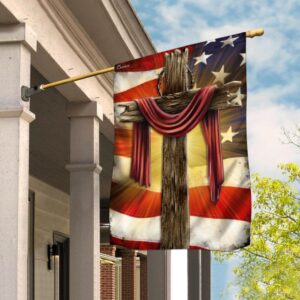 Jesus Christian Cross American Flag THB2185F