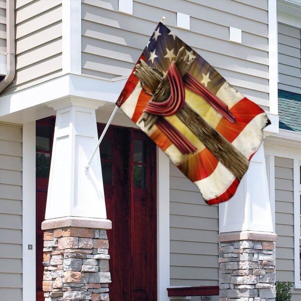Jesus Christian Cross American Flag THB2185F - Image 4