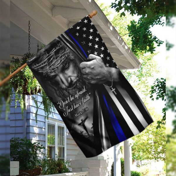 Thin Blue Line Jesus Flag: Christian Police Support TRL165F - Image 3