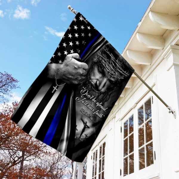 Thin Blue Line Jesus Flag: Christian Police Support TRL165F - Image 2