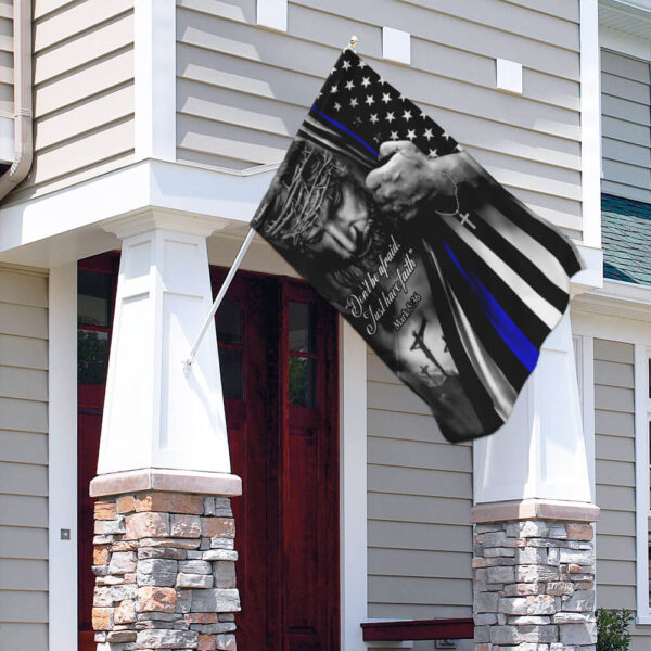 Thin Blue Line Jesus Flag: Christian Police Support TRL165F - Image 4