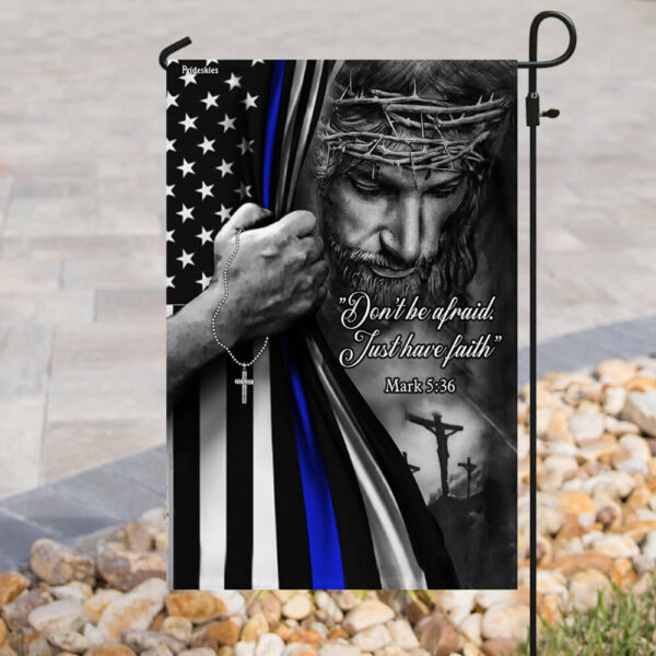 Thin Blue Line Jesus Flag: Christian Police Support TRL165F - Image 8